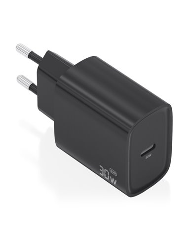 Aisens Cargador GaN 30W - USB-C PD3.0 - Tecnologia AI Pour Detectar Protocolo et Vitesse de Charge - Couleur Noir