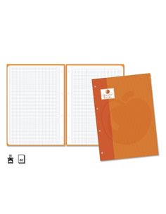 Golden Extra Recambio de 80 Feuilles 90gr Cuadricula 4x4 - Format A4 - 4 Taladros et Banda de Couleur Orange
