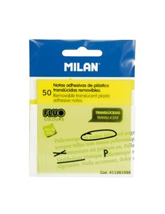 Milan Fluo Pack de 50 Notas Adhesivas - Translucidas - Removibles - 76x76mm - Couleur Jaune