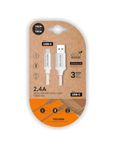 TechOneTech Câble USB-À Mâle à USB-C Mâle - Recubierto de Nylon Tressé - Longueur 1m