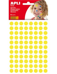 Apli Pack de 528 Gomets Redondos Ø 10.5mm - Adhésif permanent - Idéal Pour Escuelas Infantiles et Colegios - Couleur Jaune