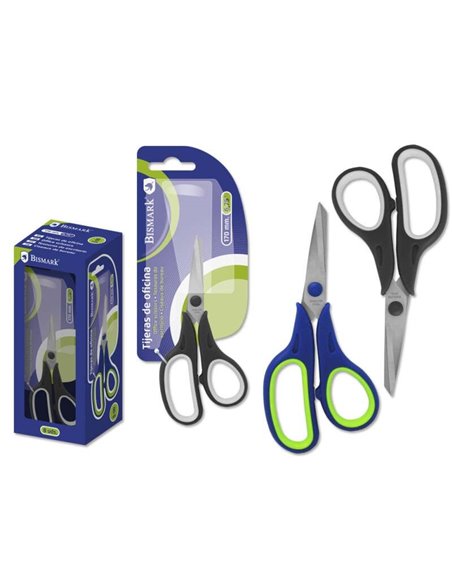 Bismark Ciseaux de Bureau Acier Inoxydable 17cm - Empuñadura Ergonomica - Muy Ligeras et Résistants - Couleurs assorties Aléatoi