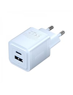 Vention Cargador de Pared GaN 2 Puertos USB (C+À) - 30W/30W - Charge rapide EU - Couleur Bleu