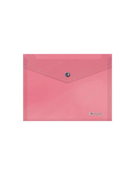 Dohe Sobre Portadocumentos A5 - Fermeture de Broche - Polipropileno Translucido 150 Micras - Couleur Rose
