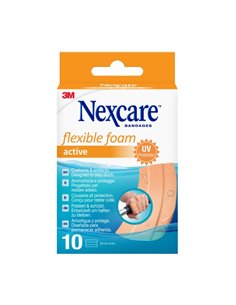 Nexcare Active Flexible Foam Pack de 10 Pansements Pour Plaies - 6x10cm - Respirant - Résistant à l'eau - Couleur Chair