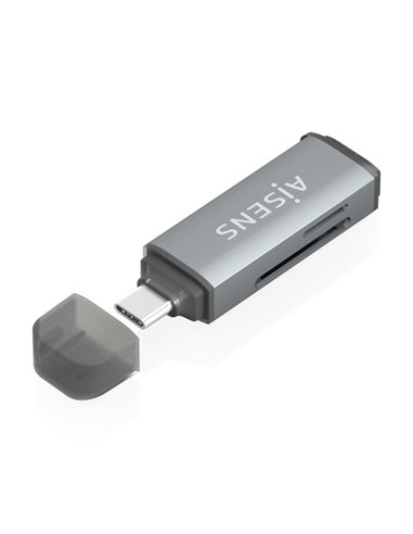 Aisens Lector de Tarjetas USB-C 3.1 Gen1 - Compatible Avec SD, Micro SD, MMC, RS-MMC, MMC Micro - Couleur Gris