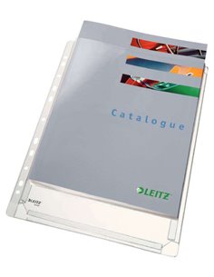 Leitz Pack de 5 Fundas Fuelle Estandar A4 PVC Liso Multitaladro-11 - Capacité 200 Feuilles - Transparent (170 Micras)