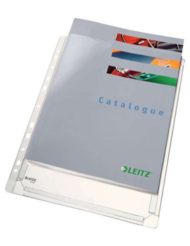 Leitz Pack de 5 Fundas Fuelle Estandar A4 PVC Liso Multitaladro-11 - Capacité 200 Feuilles - Transparent (170 Micras)