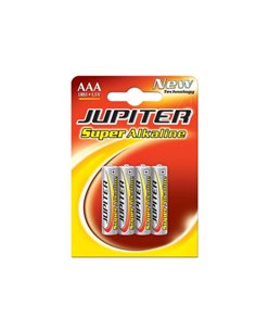 Jupiter Pack de 4 Pilas Alcalinas LR03 AAA - Haute Tecnologia - Fiabilidad - Elevado Rendimiento - Maximas Prestaciones