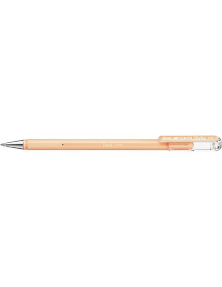 Pentel Hybrid Milky Stylo à bille de Bola - Pointe Fina 0.8mm - Trait 0.4mm - Encre de Gel Opaca - Couleur Orange Pastel