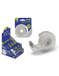 Bismark Ruban Adhesiva Invisible 19mmx33m Avec Portarrollos - Corps de Plastico - Idéal Pour Usage Scolaire - Transparent