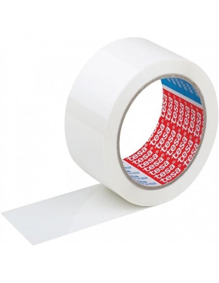 Tesa 4089 Precinto de Embalar 50mm x 132 Metros - Fabricado en Polipropileno - Adhésif de Caucho Natural - Couleur Blanc