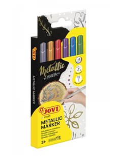 Jovi Metalic Étui de 6 Feutres - Efecto Metalico - Encre Base Eau - Facile Nettoyage - Idéal Pour Papier Foncé et Superficies No