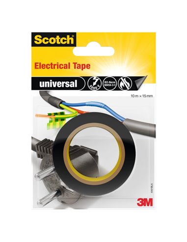 Scotch Ruban Aislante 15mm x 10m - Fabricada en PVC - Aislamiento de Haute Tension de Jusqu'à 5000 V - Couleur Noir