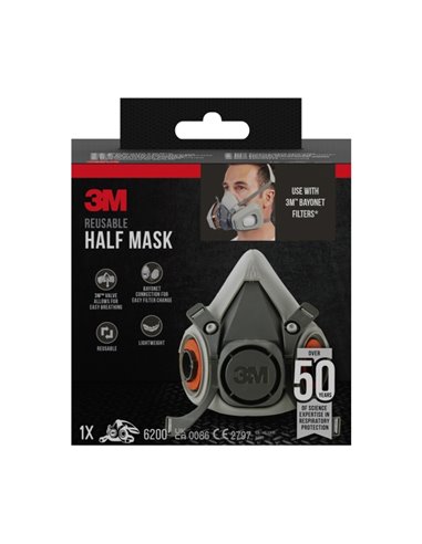3M Mascarilla de Media Face - Filtros No Incluidos - Reutilizable - Format Mediano - Couleur Gris
