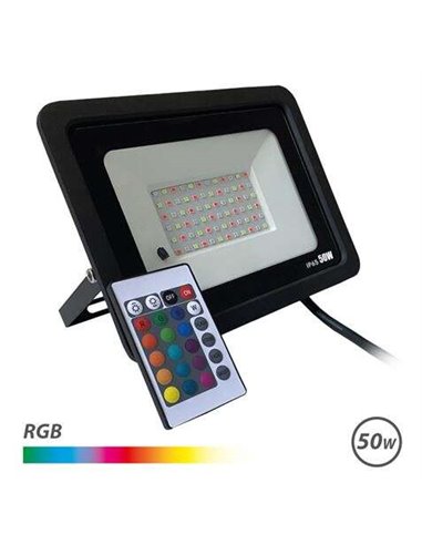 Elbat Foco Led RGB 50W - Control Remoto - IP65 - Idéal Pour Extérieur