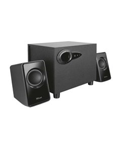 Trust Avora Altavoces USB 2.1 18W - Subwoofer Fabricado en Bois - Control de Volume et Basses - Entrée Jack 3.5mm - Couleur Noir