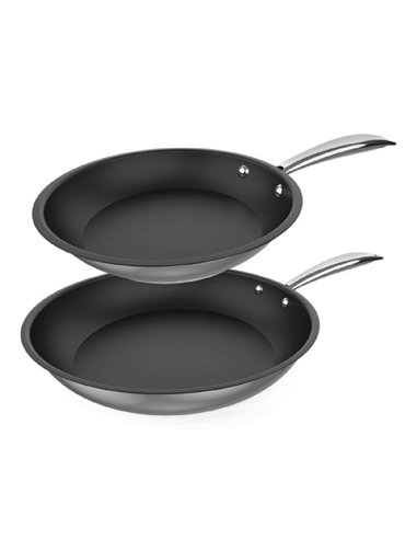 Cecotec Polka Classy Steel Pack de 2 Sartenes de 20 et 24cm - Acier Inoxydable - Fondo Difusor de Calor - Antiadherente - Compat
