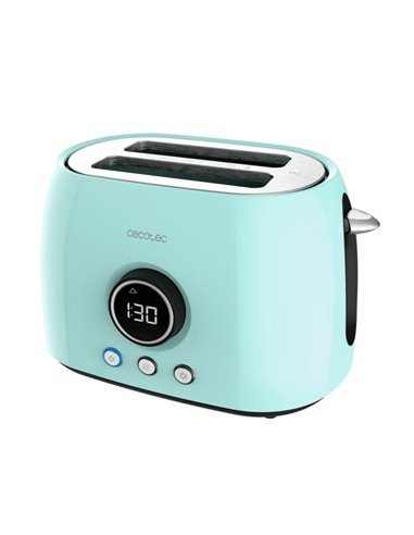 Cecotec ClassicToast 8000 Tostadora de Double Ranura - 800W - Écran digital - Ranura Ancha - 3 Funciones - Calienta Panecillos -