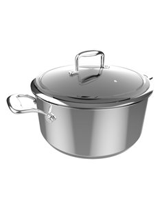 Cecotec Polka Classy Olla de 28cm de Diametro - Capacité de 7.5L - Acier Inoxydable 18/10 - Asas Remachadas - Couvercle de Crist