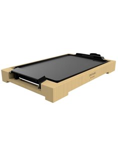 Cecotec Tasty and Grill 2000 Bamboo Plancha Electrica - 2000W - Estructura de Bambu - Antiadherente - Termostato Regulable - Ada