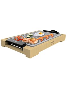 Cecotec Tasty and Grill 2000 Bamboo LineStone Plancha Electrica - 2000W - Antiadherente - Estructura Bambu - Termostato Regulabl