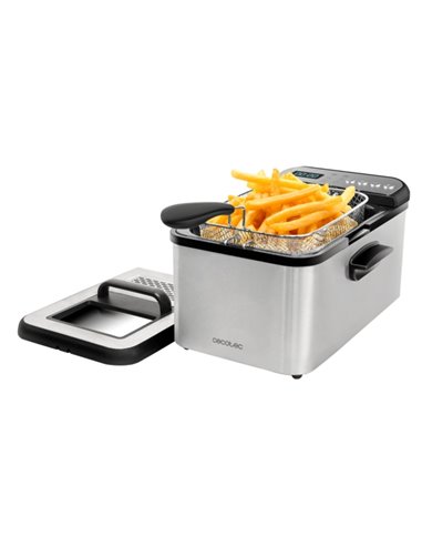Cecotec Cleanfry Luxury 3000 Freidora Electrica - Potencia de 2400W - Capacité 3.2L - Écran digital - 5 Programas Preconfigurado