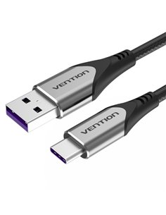 Vention Câble USB-À 2.0 à USB-C 2.0 5A 100W - 2m - Tressé - Couleur Gris