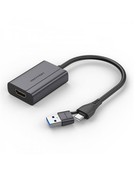 Vention Adaptateur USB Tipo-C Mâle à USB Mâle/HDMI Femelle - Couleur Gris