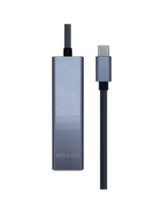Aisens Conversor USB3.1 GEN1 USB-C à Ethernet GIGABIT 10/100/1000 MBPS + HUB 3xUSB3.0 - 15cm - Couleur Gris