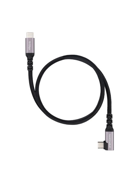 Nanocable Câble USB-C Mâle coudé 90º - Supporte jusqu'à 100W - Longueur 3m - Vitesse de transfert Jusqu'à 10Gbps - Résolution 4K
