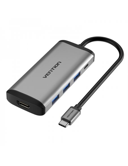 Vention Docking Station 5 en 1 USB-C à HDMI 4K/3xUSB3.0/PD100W - 0.15m - Couleur Gris