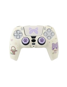 FR-TEC Maneki Tanooki Pack Pour Mando PS5 de Carcasa Rigida + Sticker Pour le Touchpad + Grips - Mejora le Agarre et la Sensacio