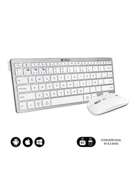 Subblim Combo Multidispositivo Compact - Conectividad Sans fil Multidispositivo - Compatible Avec Windows, Android, Ios et Macos