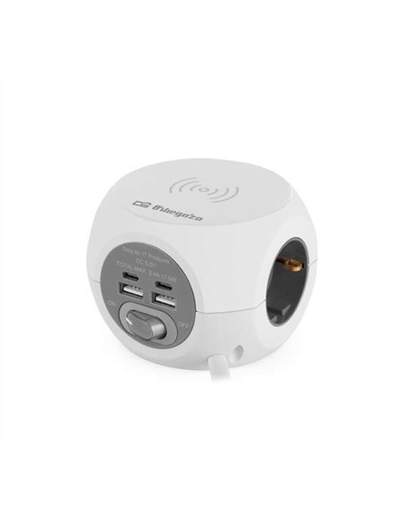 Orbegozo EN 4500 Enchufe 8 en 1 Charge rapide Sans fil - 3 Tomas de Tierra VDE - 2 USB - 2 USB-C - Câble 1.5M - Interruptor de E