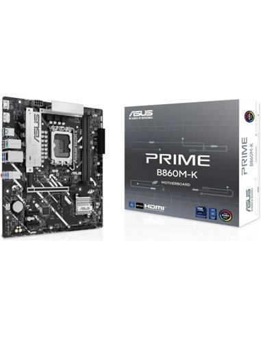 Asus Prime B860M-K Placa Base Intel LGA 1851 - 2x DDR5, 2x M.2, PCIe 4.0, 4x SATA III, HDMI, USB 2.0, 3.2, RJ-45 - Factor de For