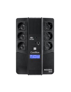 Coolbox Scudo3 SAI 800VA 480W - 6x Schukos - USB - 2x RJ45 - Protection Completa Frente à Picos de Tension et Cortes de Suminist