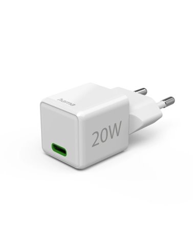 Hama Cargador de Pared - Potencia 20W - USB-C - Power Delivery - Qualcomm - Couleur Blanc