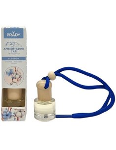 Prady Ambientador Coche Coton - Flacon de Cristal 6 ml et Cuerda Pour Espejo Retrovisor