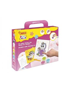Jovi Play & Fun Kit Pinta Avec Arena Unicorns Avec 8 Botes de Arena + 1 Punzon + 3 Laminas Avec Diseños de Unicornios - Couleurs