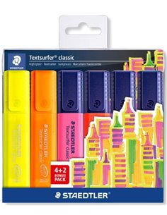 Staedtler Textsurfer Classic 364 Pack de 6 Marcadores Fluorescentes - Séchage rapide - Trait 1 - 5mm Aprox - Couleurs assorties