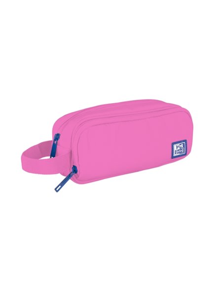 Oxford B-Smart Étui Trousse - 3 Compartiments - Anse Latéral - Fabricado en Material Reciclado - Couleur Rose