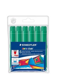 Staedtler Noris Jumbo 340 Pack de 6 Feutres Jumbo - Pointe de Fibre - Trait 3mm - Couvercle Ventilada - Couleur Vert