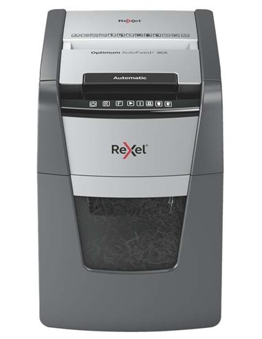 Rexel Optimum AutoFeed 90X Destructora Automatica de Corte en Particulas P-4 - Autoalimentacion 90 Feuilles, Manual 8 Feuilles -