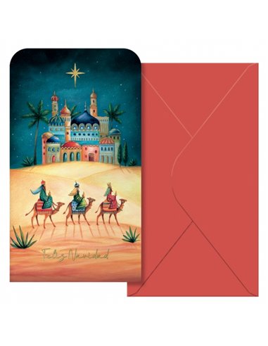 Dohe Oriente Pack de 6 Tarjetas/Billeteros de Felicitacion Navideña Avec Sobre - Taille 9x16cm - Papier Offset - Impresas à todo