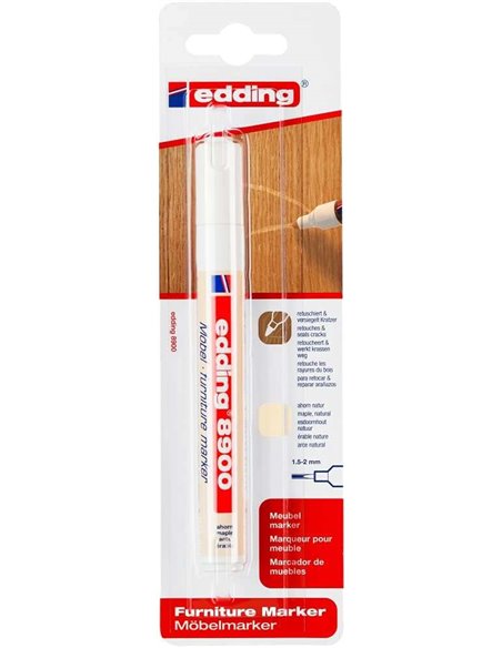Edding 8900 Feutre Permanent Pour Muebles - Pointe Ronde 1.5-2mm - Résistant à la Luz - Séchage rapide - Couleur Arce Natural