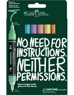 Faber-Castell Multimark Acrylic Pack Avec 6 Feutres Acrilicos Double Pointe - Puntas Redondas de 1mm et 3mm - Encre Acrilica à B