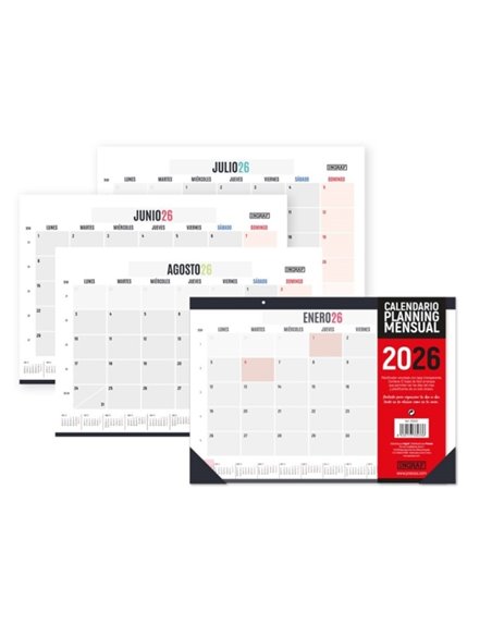 Ingraf Planificador de Mesa Mensual - Encolado Avec Couvercle de Polipropileno - 12 Feuilles de Faciles de Arrancar