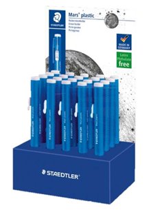Staedtler Mars Plastic 528 50 Présentoir Avec 20 Portagomas en Forma de Crayon - Avec Cursor Pour Deslizar la Goma - Sans Ftalat