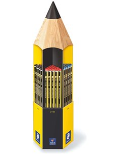 Staedtler Noris 120 Présentoir de 90 Lapices de Grafito Hexagonal - Diferentes Graduaciones de Mina - Bois de Bosques Sostenible